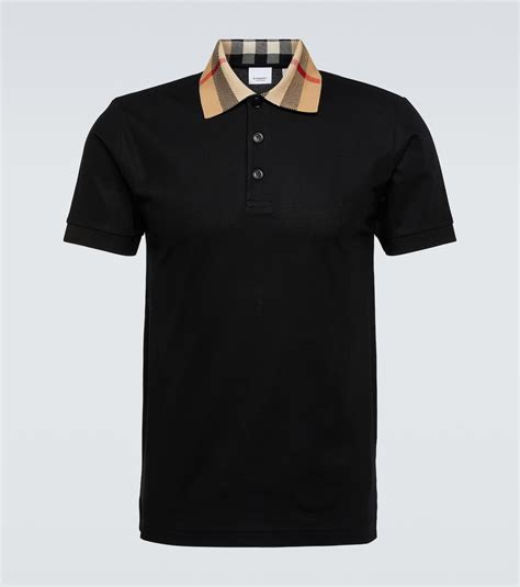 burberry green pique polo|Check Label Cotton Polo Shirt in Black .